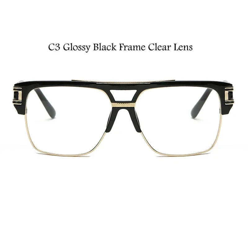 Oversized Square Glasses Frame with Clear Blue Light Lenses-C5 Clear Frame Clear