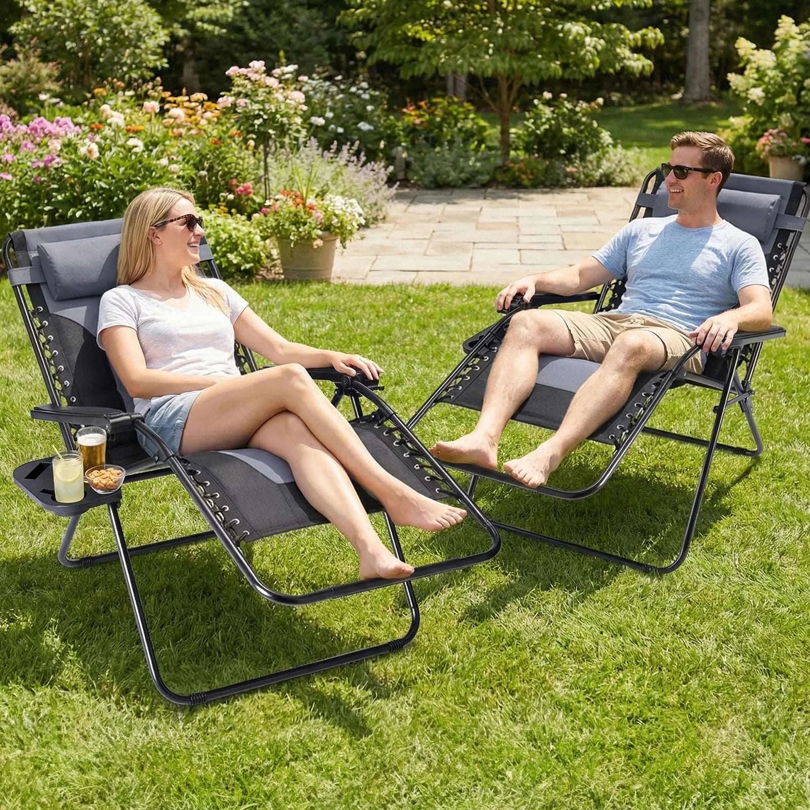 Oversized Zero Gravity Reclining Chair with Cushion & Cup Holder-light green / United States