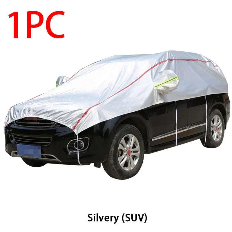 Oxford Cloth Car Cover Indoor/Outdoor Sun Protection Dustproof Waterproof Universal for Sedan SUV-SUV Silver