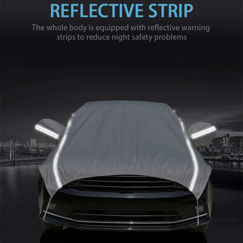 Oxford Cloth Car Cover Indoor/Outdoor Sun Protection Dustproof Waterproof Universal for Sedan SUV-SUV Silver