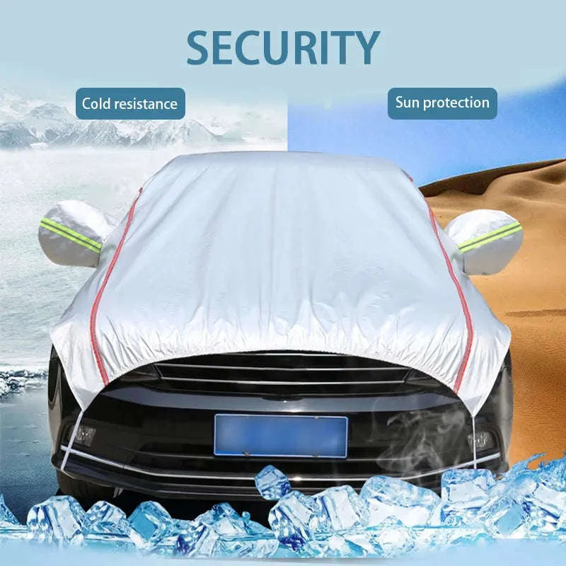 Oxford Cloth Car Cover Indoor/Outdoor Sun Protection Dustproof Waterproof Universal for Sedan SUV-SUV Silver