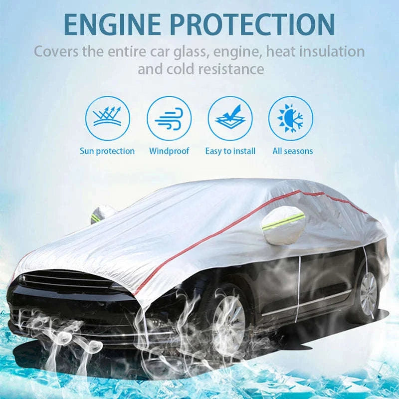 Oxford Cloth Car Cover Indoor/Outdoor Sun Protection Dustproof Waterproof Universal for Sedan SUV-SUV Silver
