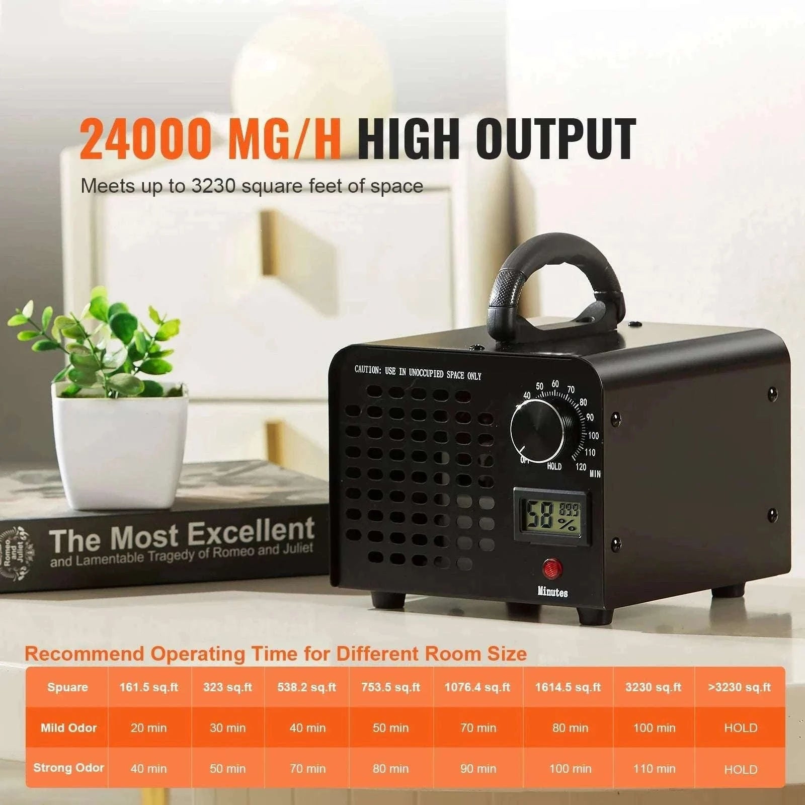 Ozone Generator 24000 mg/h High Capacity Odor Remover with Timer-24000mg / United States