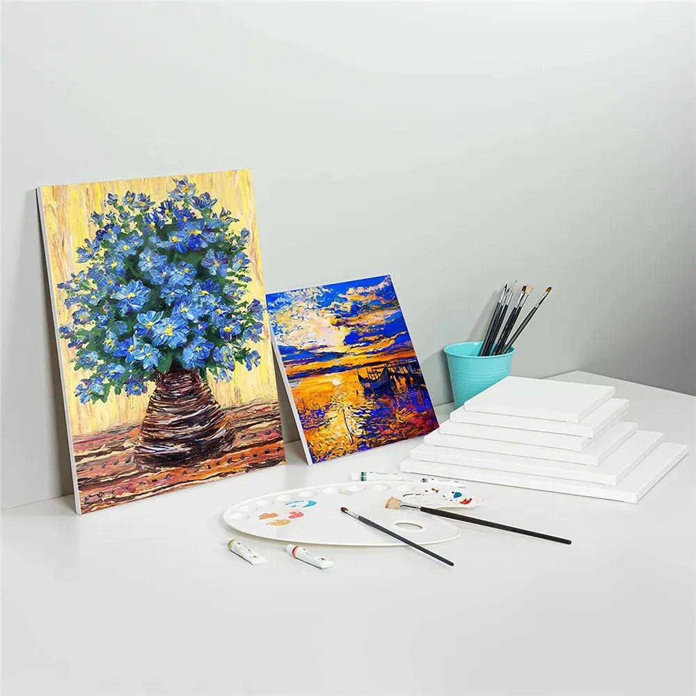 Pack of 4 White Square Artist Canvas Boards-10x10cm 4x4in-4pcs