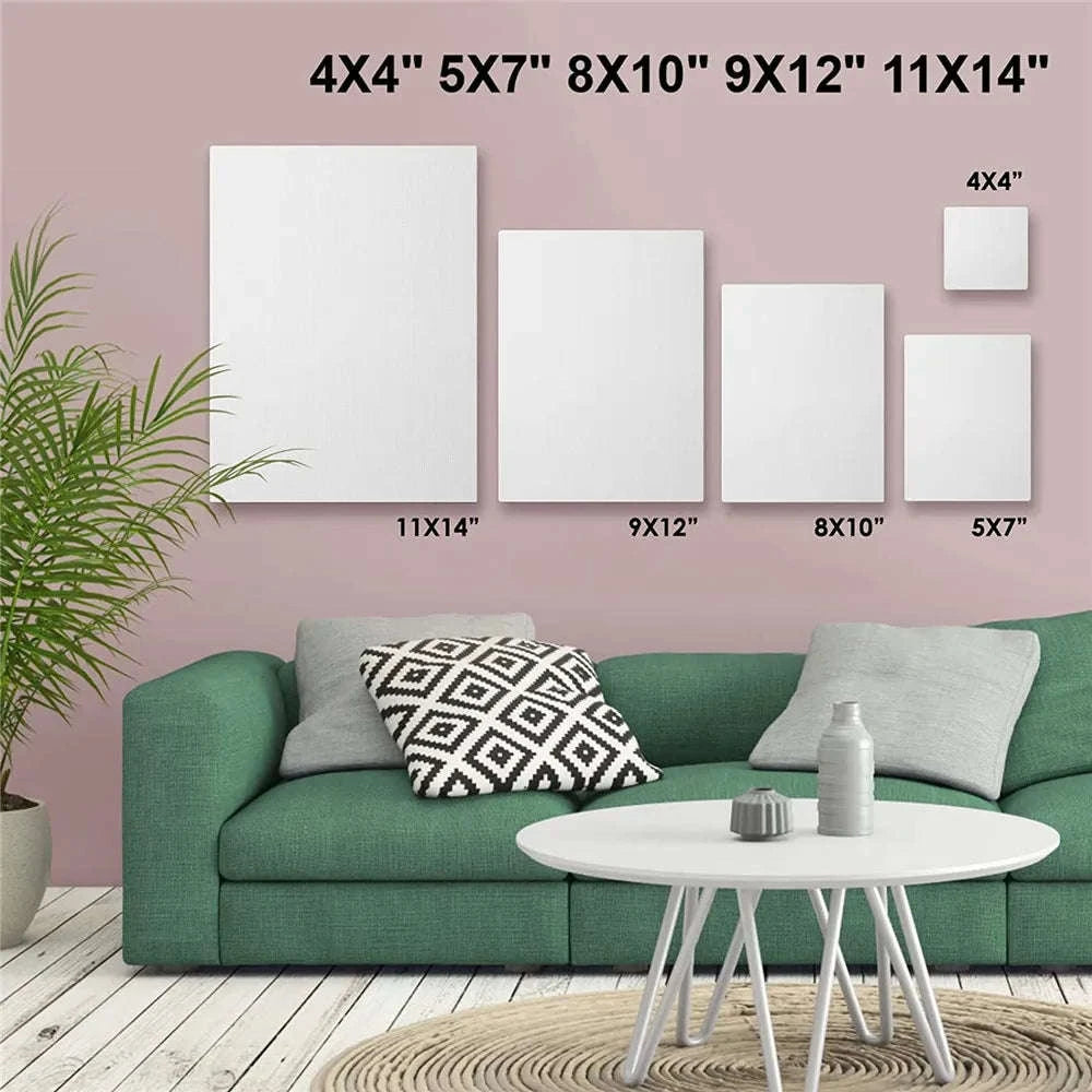 Pack of 4 White Square Artist Canvas Boards-10x10cm 4x4in-4pcs