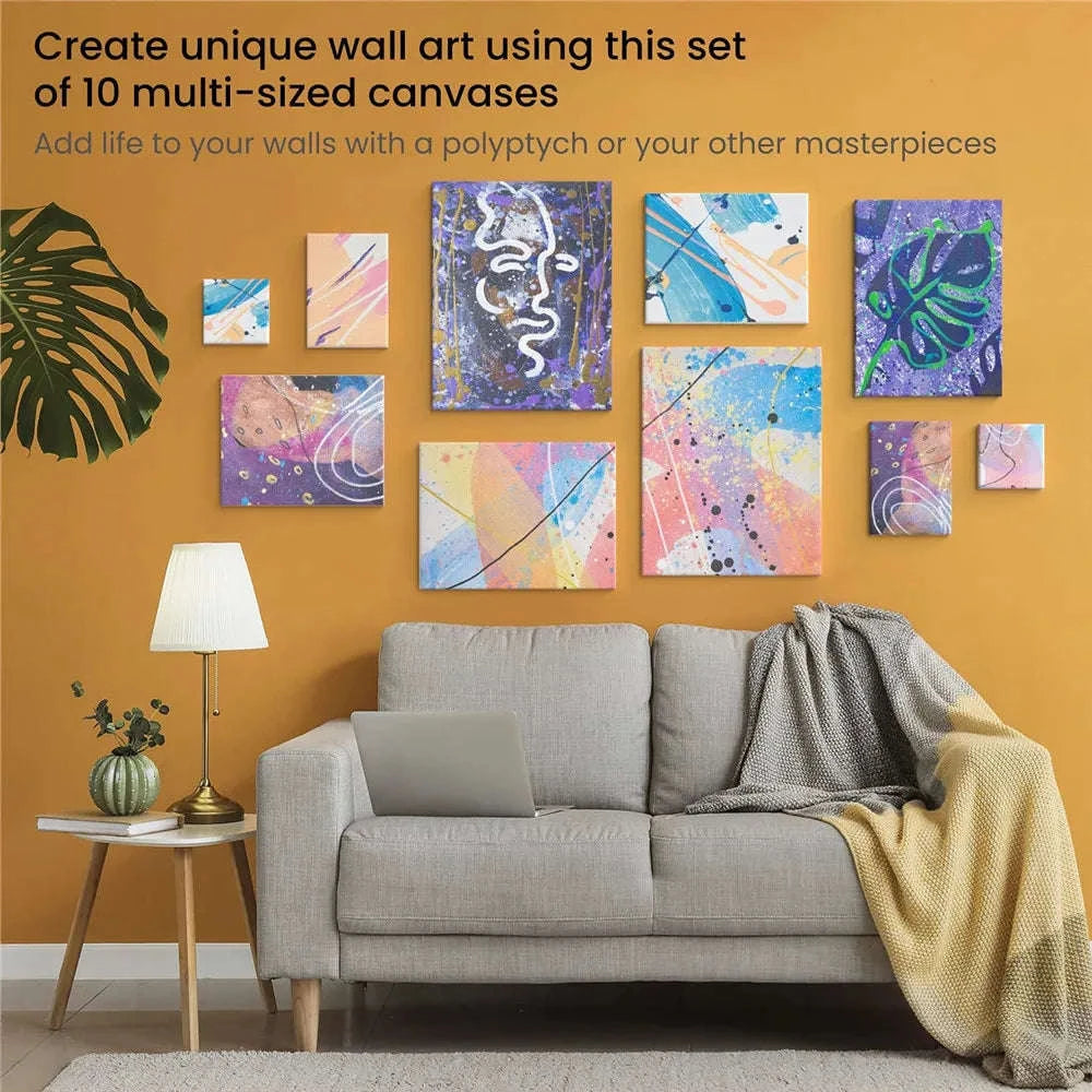 Pack of 4 White Square Artist Canvas Boards-10x10cm 4x4in-4pcs