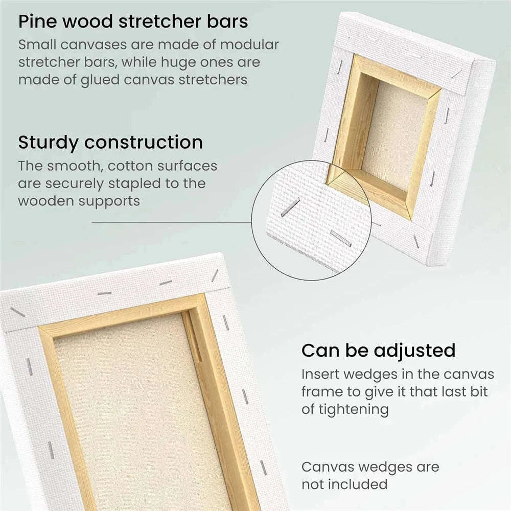 Pack of 4 White Square Primed Canvas Boards-10x10cm 4x4in-4pcs