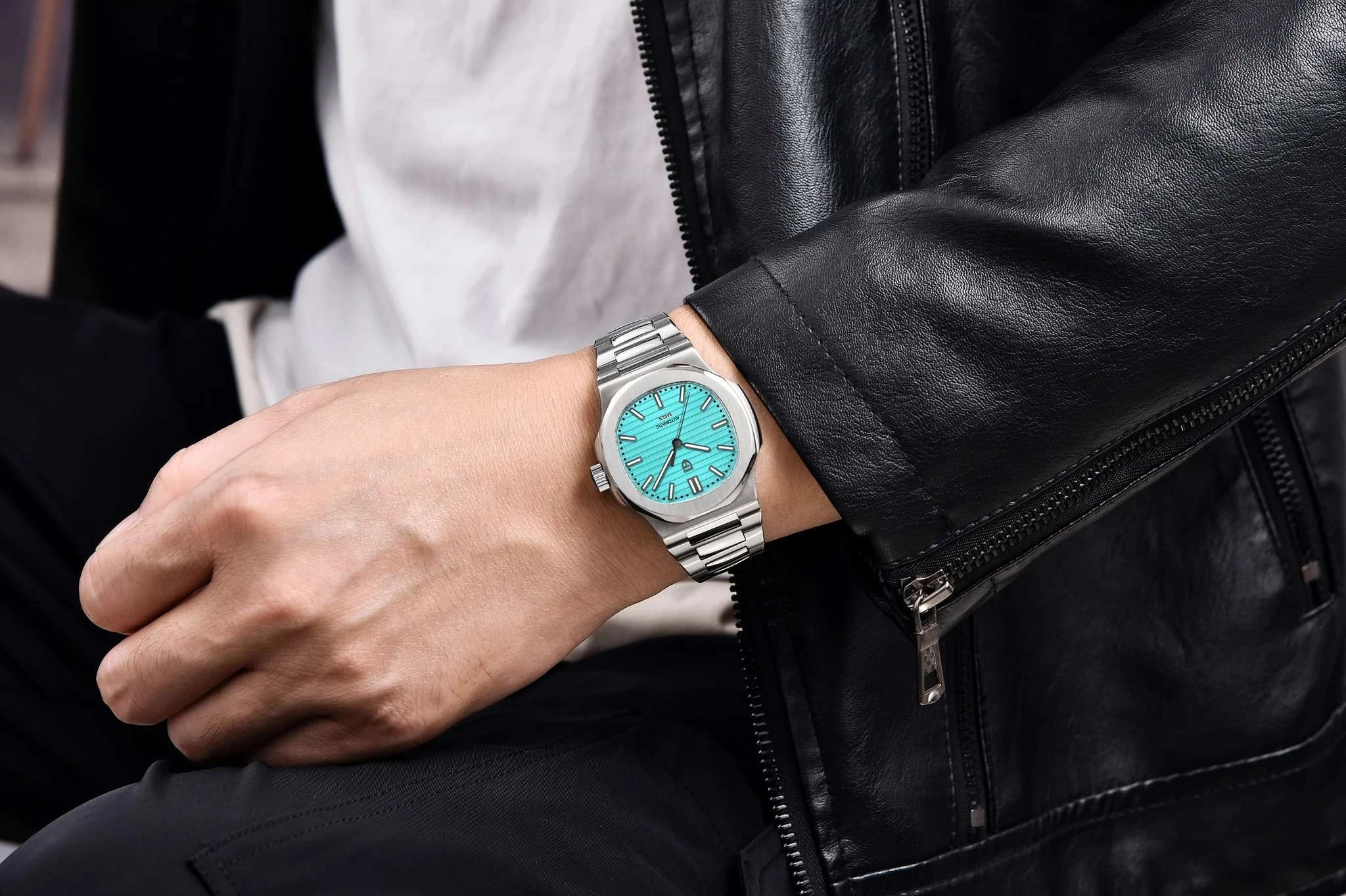 Pagani Design 40MM Automatic Men's Watch with Sapphire Glass-Ice Blue / france