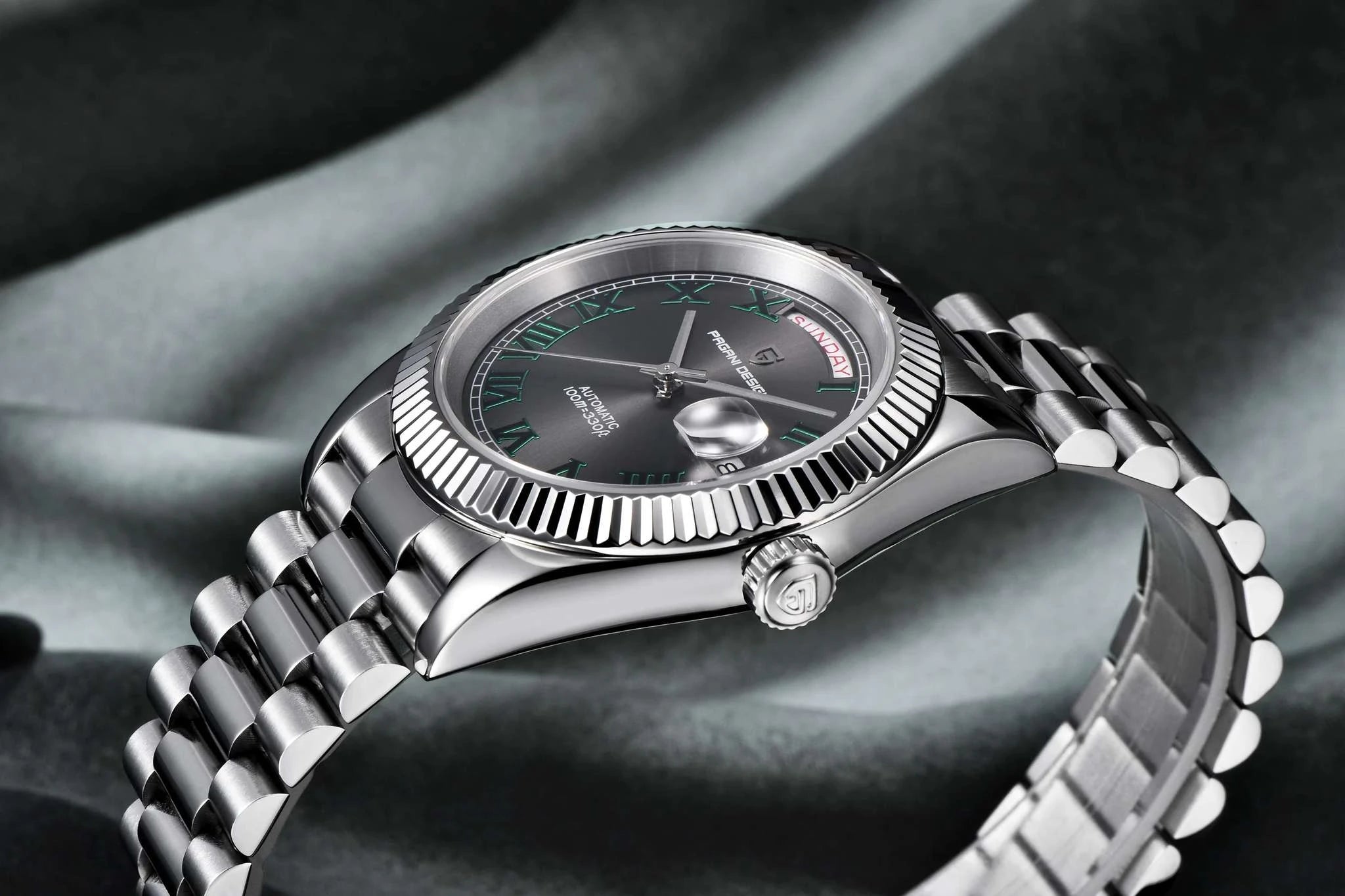 Pagani Design Automatic Gold Watch 40MM Sapphire Steel Waterproof-Rose Gold Green / Italy