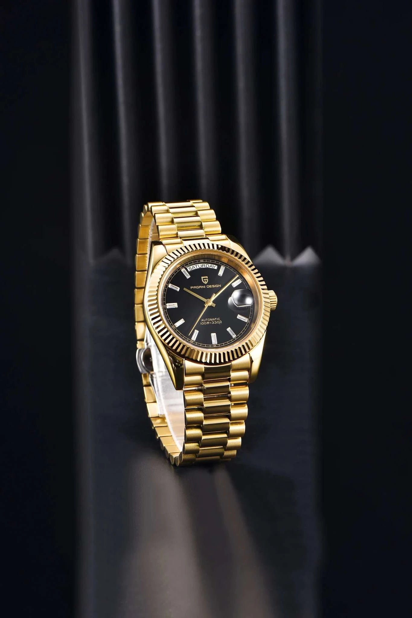 Pagani Design Automatic Gold Watch 40MM Sapphire Steel Waterproof-Rose Gold Green / Italy