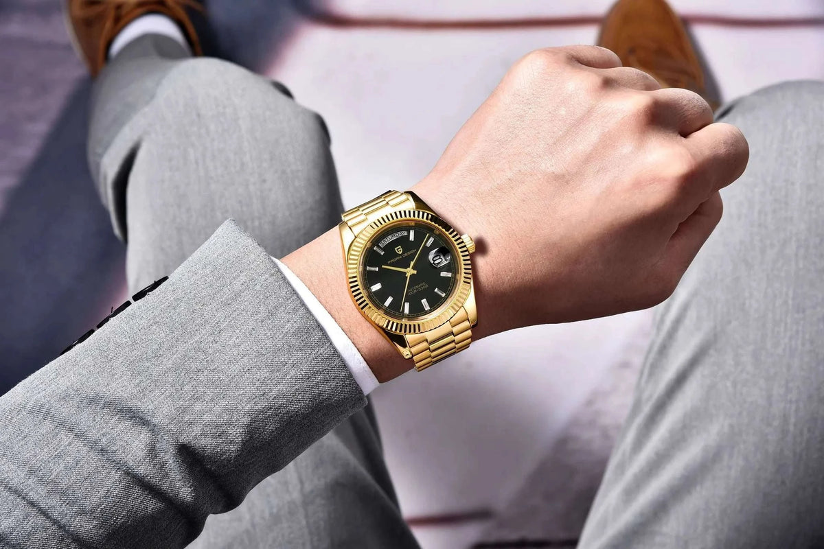 Pagani Design Automatic Gold Watch 40MM Sapphire Steel Waterproof-Rose Gold Green / Italy