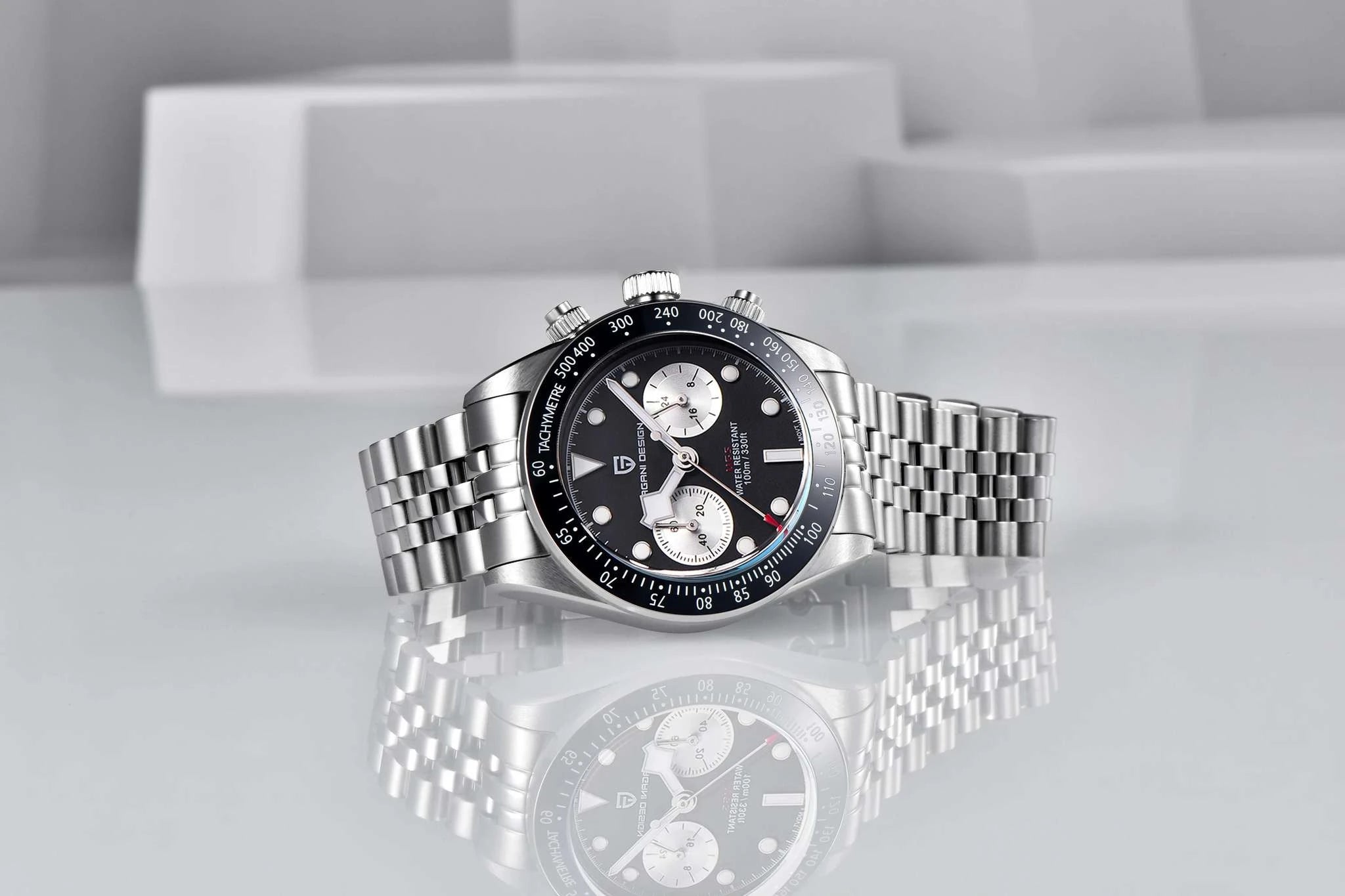 Pagani Design BB Panda Chronograph Watch Stainless Steel 100M-White / United States