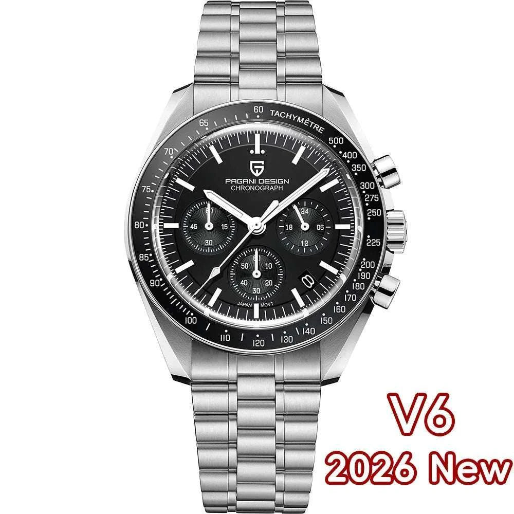 Pagani Design Chronograph Men’s Watch Sapphire Quartz 100M Water-Black / france