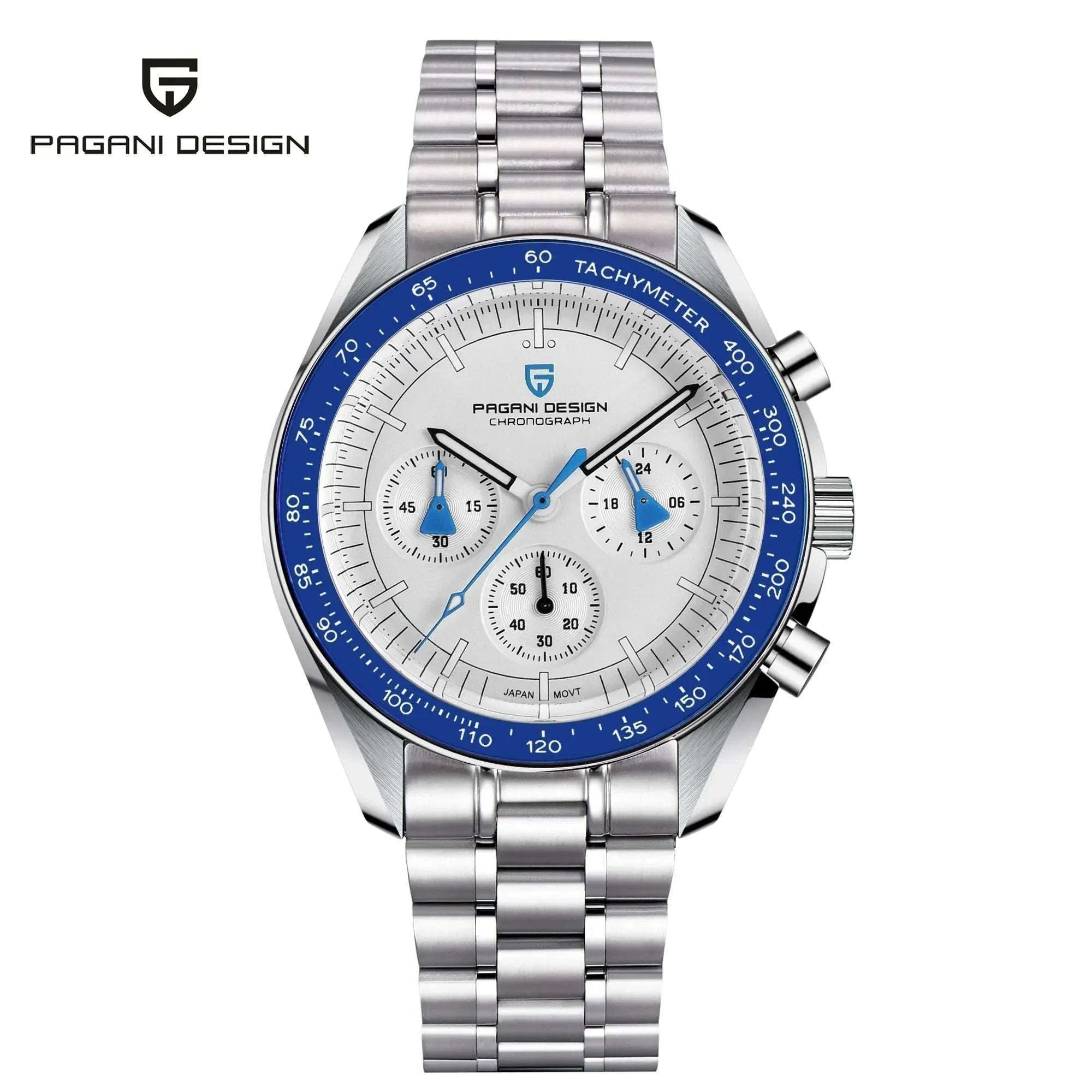 Pagani Design Chronograph Men’s Watch Sapphire Quartz 100M Water-Black / france