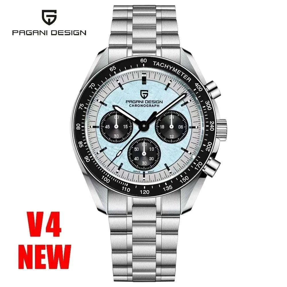 Pagani Design Chronograph Men’s Watch Sapphire Quartz 100M Water-Black / france