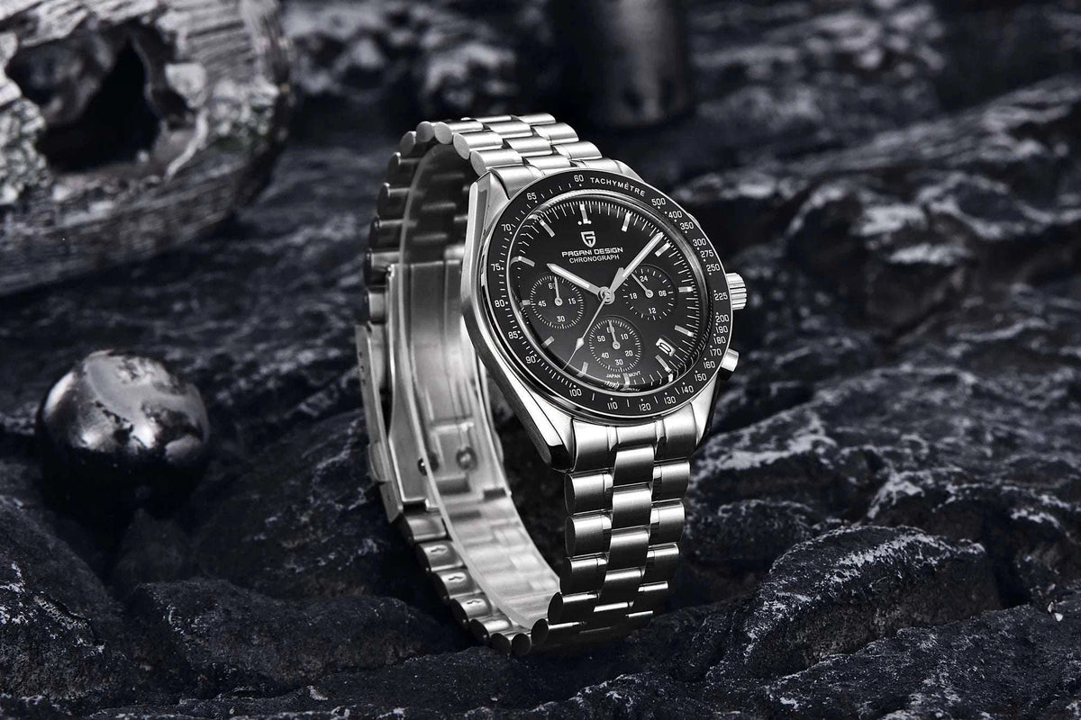 Pagani Design Chronograph Men’s Watch Sapphire Quartz 100M Water-Black / france