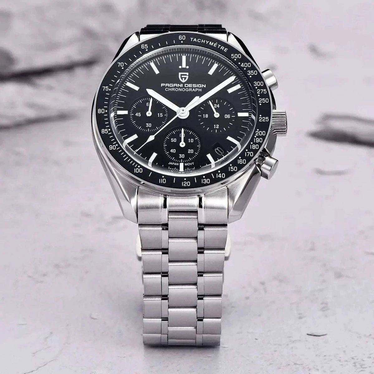 Pagani Design Chronograph Men’s Watch Sapphire Quartz 100M Water-Black / france