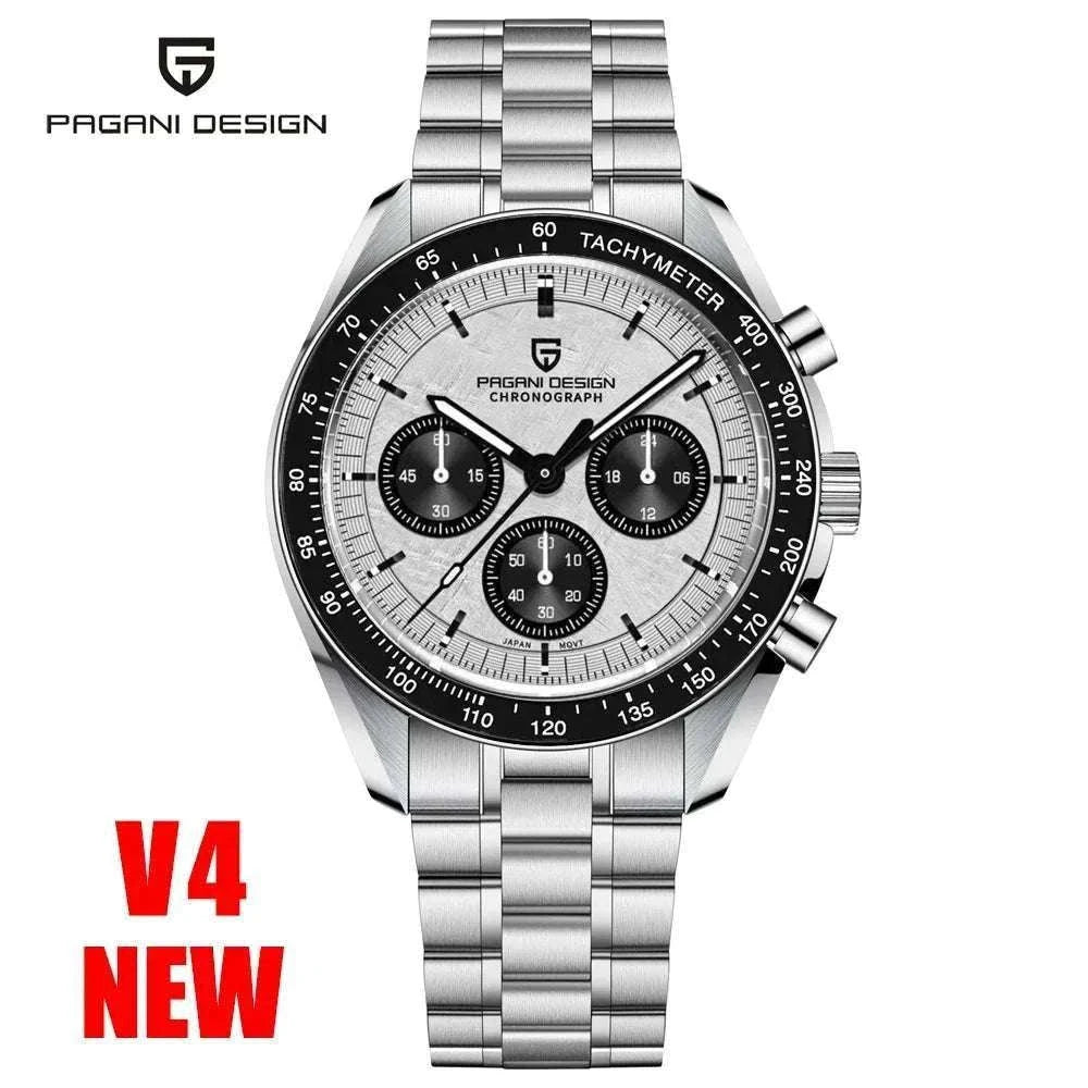 Pagani Design Chronograph Men’s Watch Sapphire Quartz 100M Water-Black / france