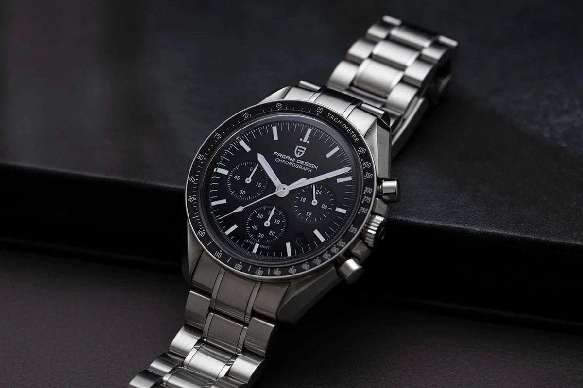 Pagani Design Chronograph Men’s Watch Sapphire Quartz 100M Water-Black / france