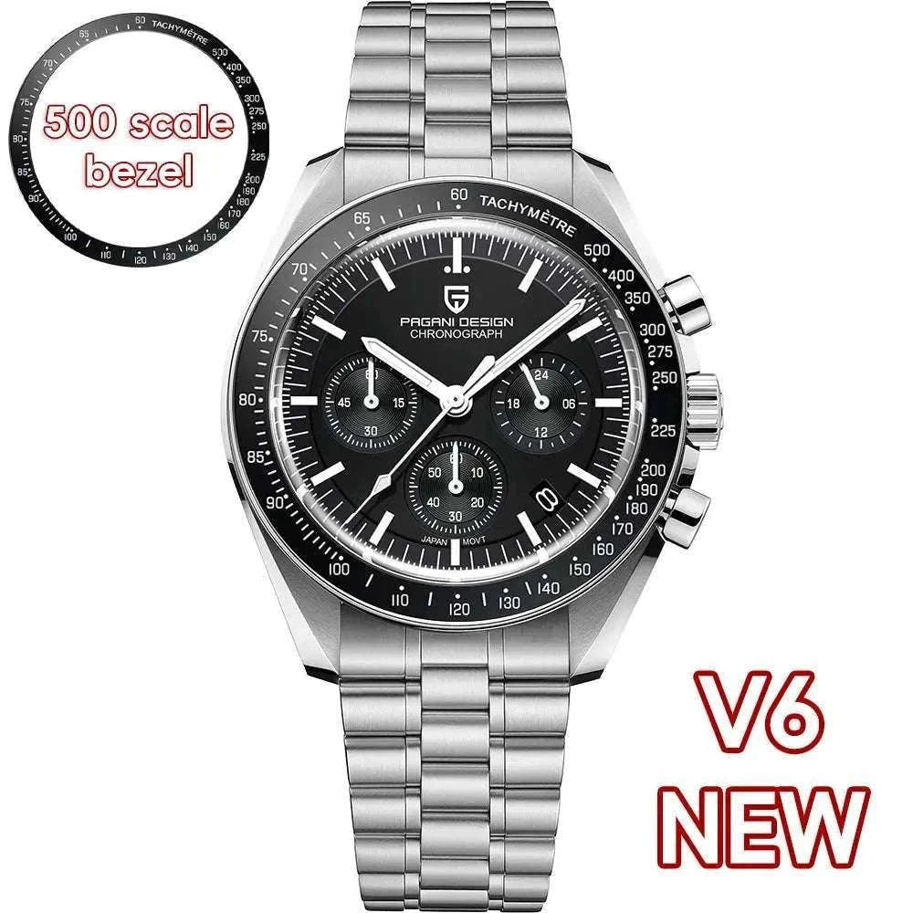 Pagani Design Chronograph Men’s Watch Sapphire Quartz 100M Water-Black / france