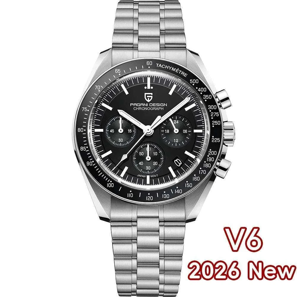 Pagani Design Chronograph Men’s Watch Sapphire Quartz 100M Water-Black / france