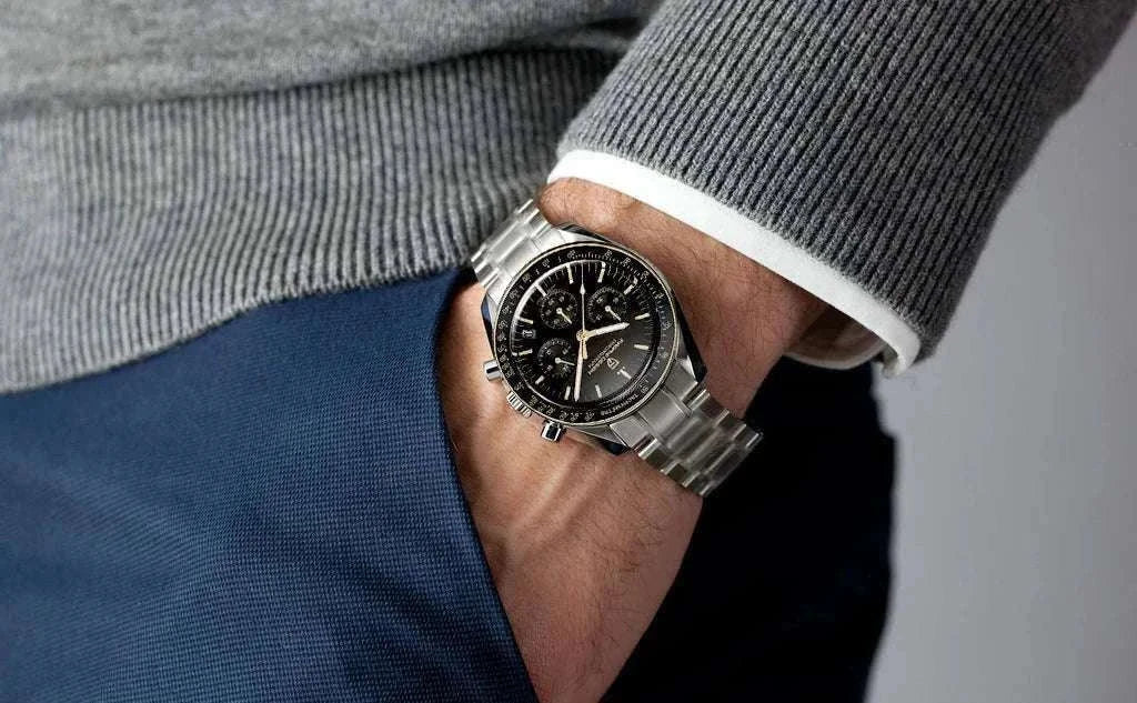 Pagani Design Chronograph Men’s Watch Sapphire Quartz 100M Water-Black / france