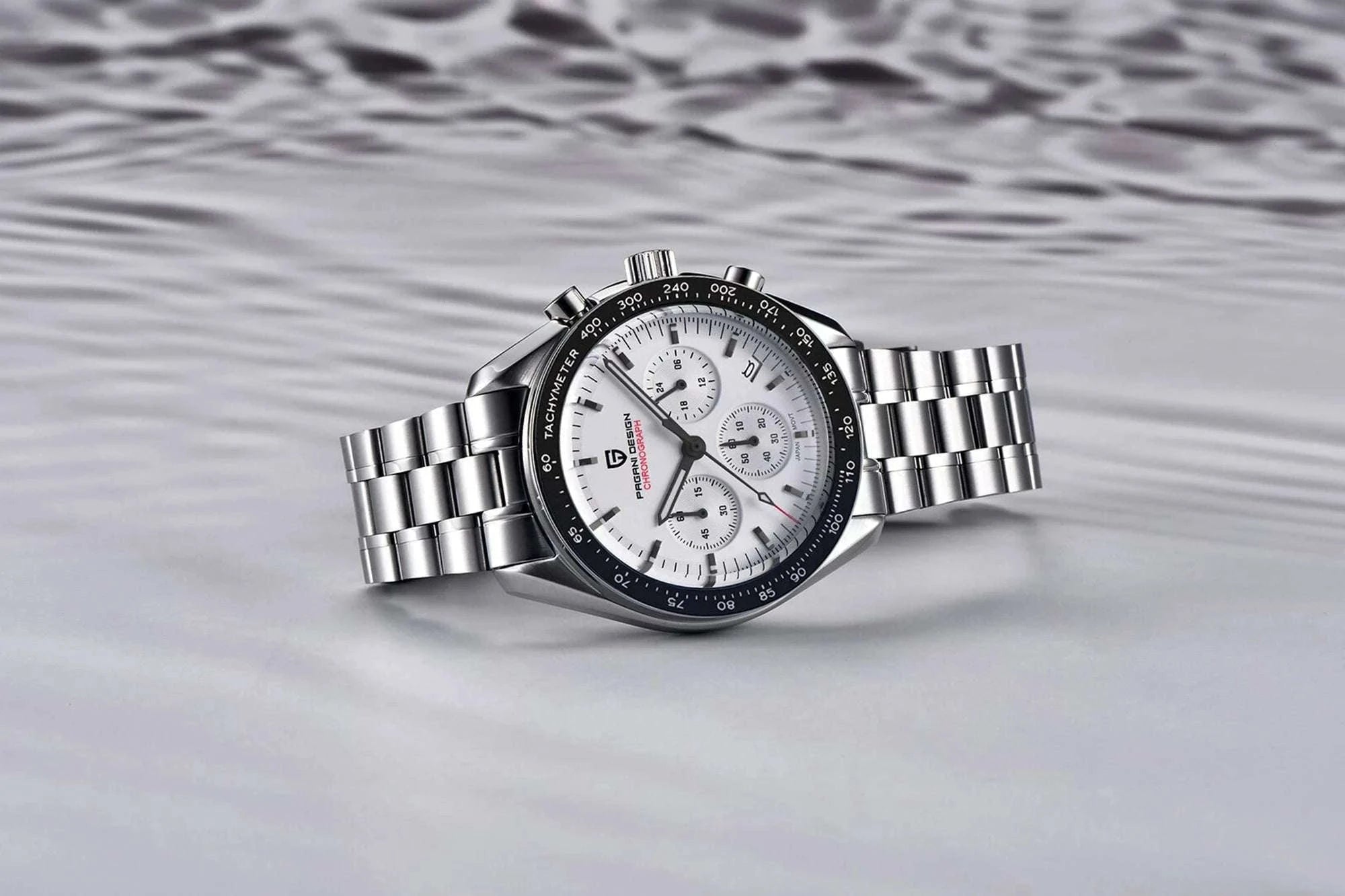 Pagani Design Chronograph Quartz Watch Men's Sapphire Steel 100M-Black Panda / United States