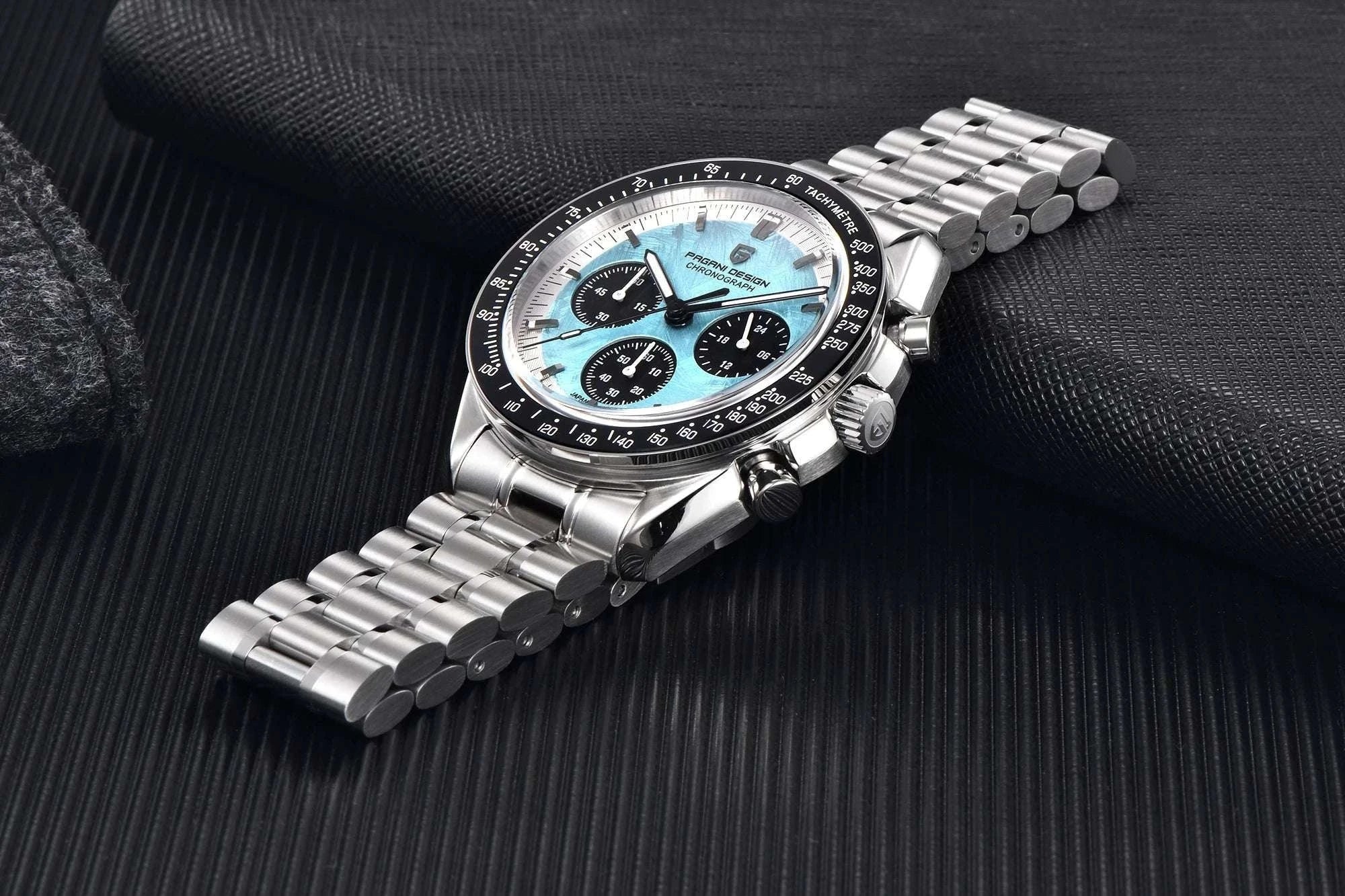 Pagani Design Chronograph Quartz Watch Men's Sapphire Steel 100M-Black Panda / United States