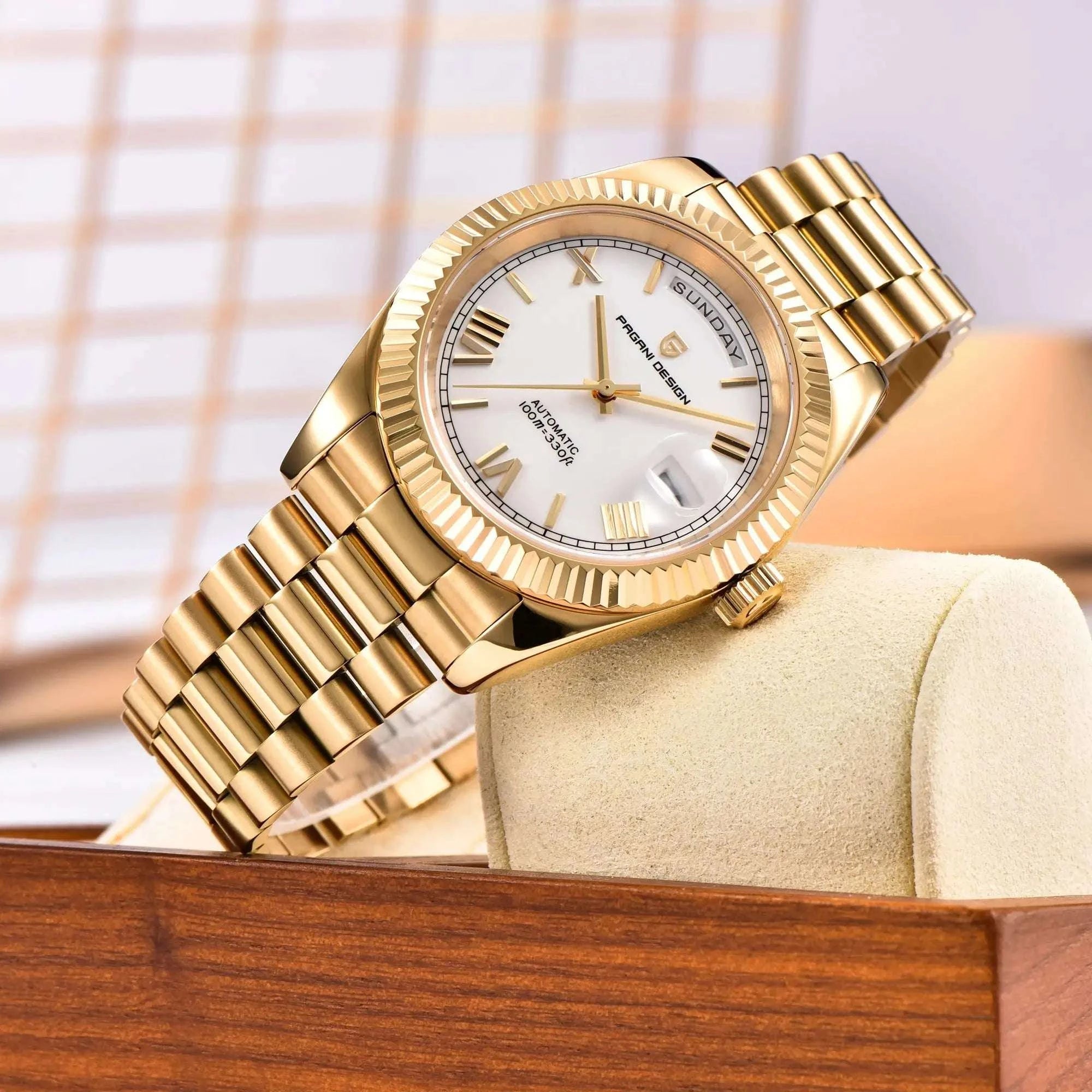 Pagani Design DD36 36mm Automatic Watch with Day-Date Sapphire-Gold White / 36MM / spain