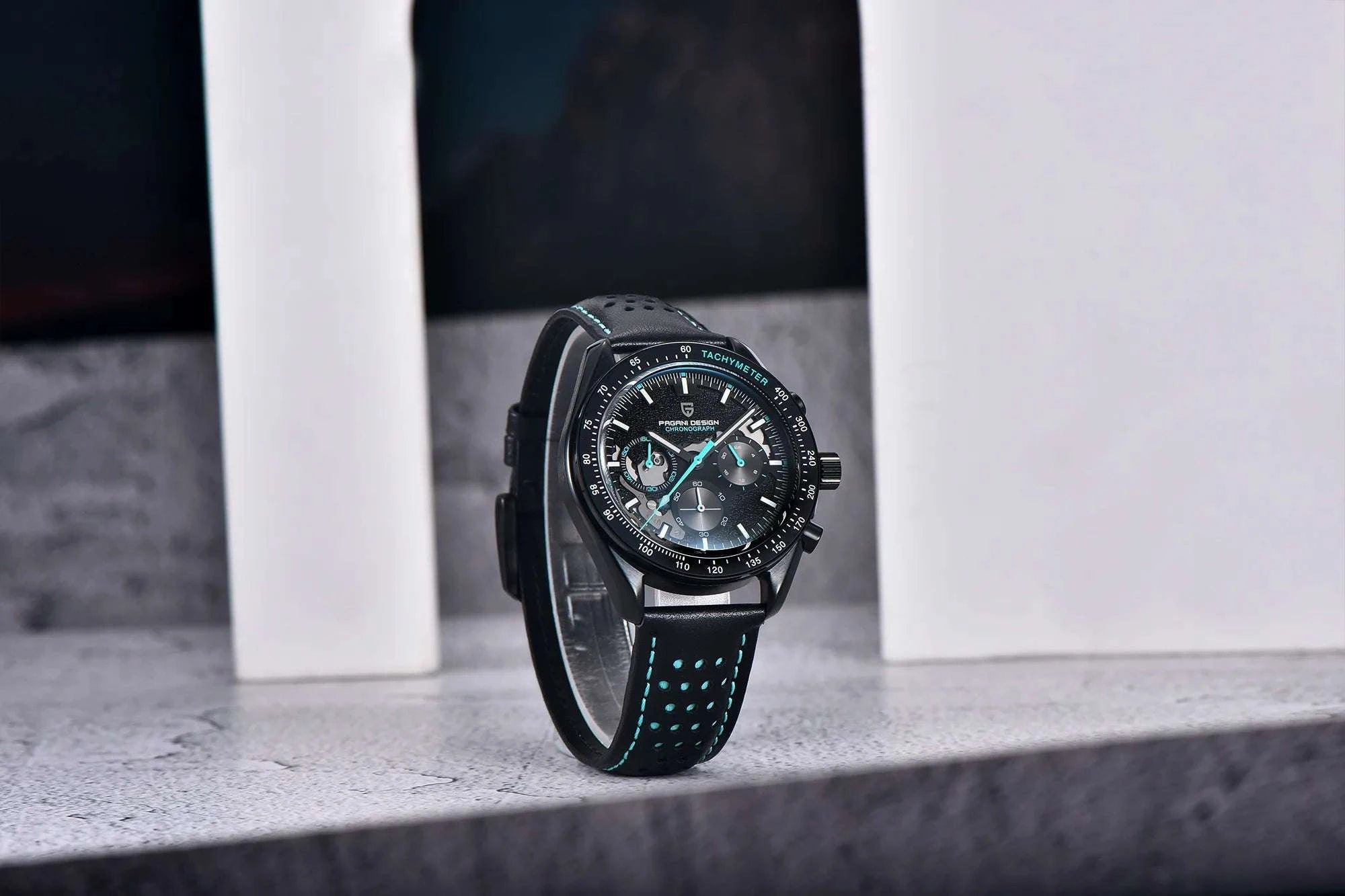 Pagani Design Moon Dark Chronograph Watch AR Sapphire 100M-Red / france