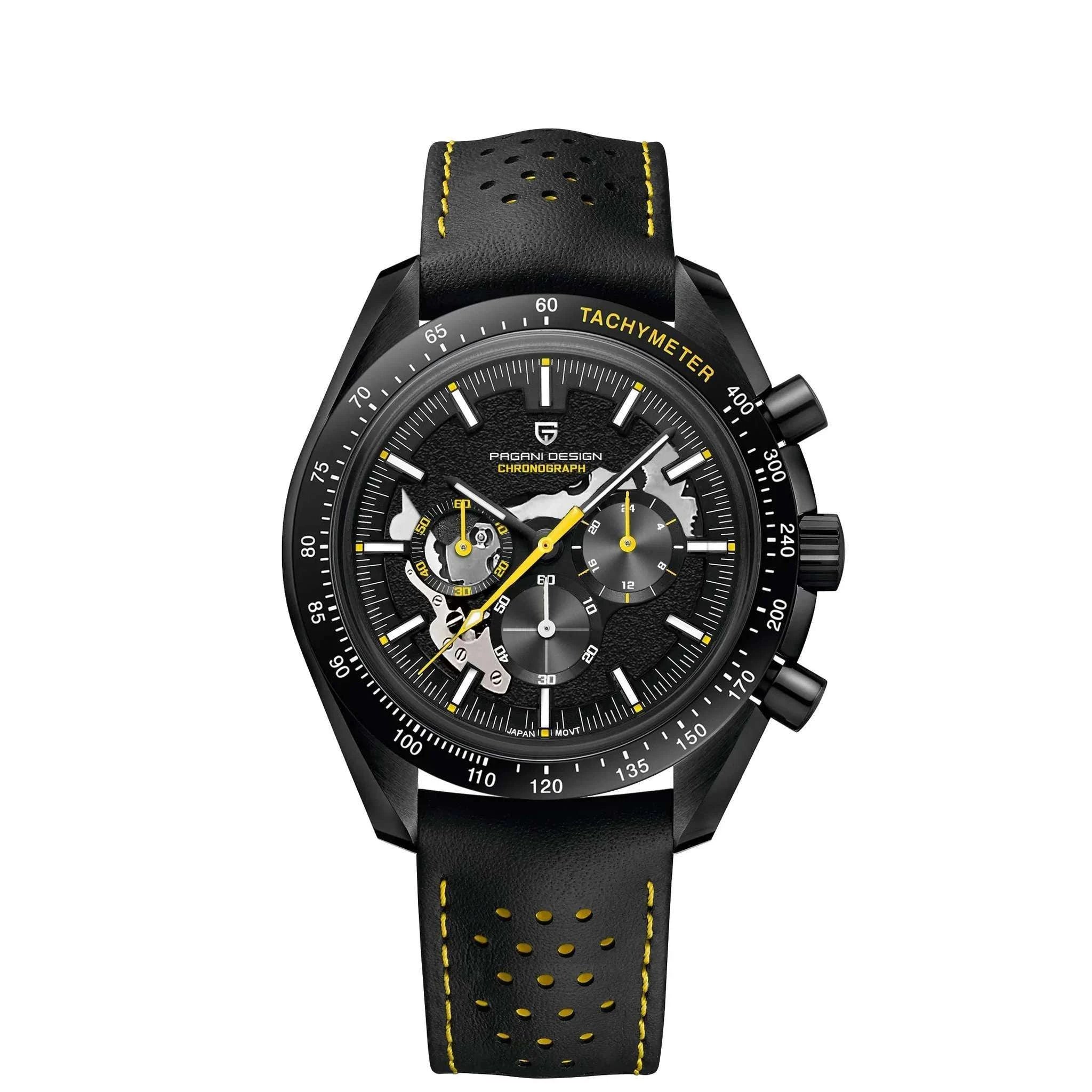 Pagani Design Moon Dark Chronograph Watch AR Sapphire 100M-Red / france