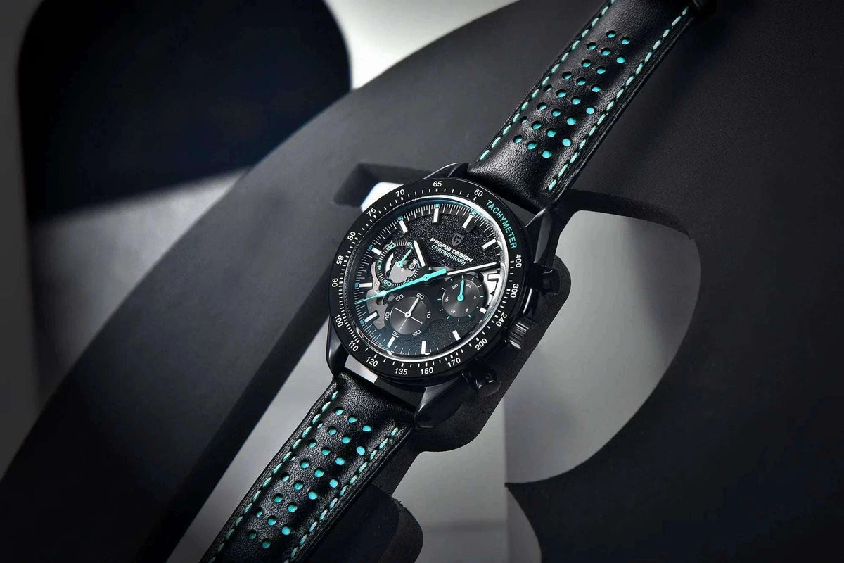 Pagani Design Moon Dark Chronograph Watch AR Sapphire 100M-Red / france