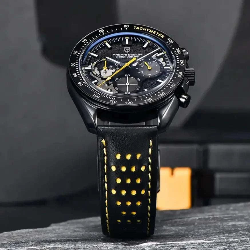 Pagani Design Moon Dark Chronograph Watch AR Sapphire 100M-Red / france