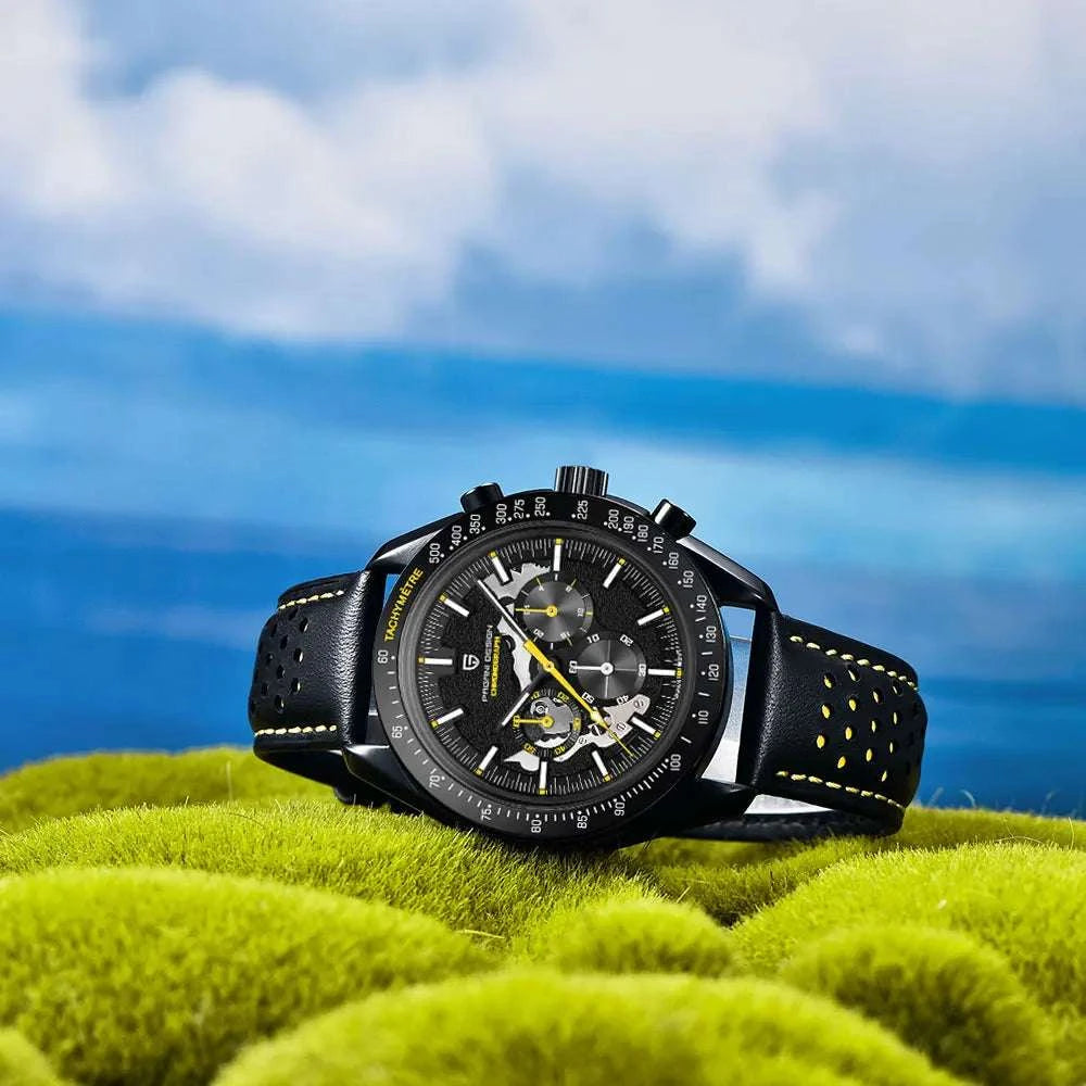 Pagani Design Moon Dark Chronograph Watch AR Sapphire 100M-Red / france