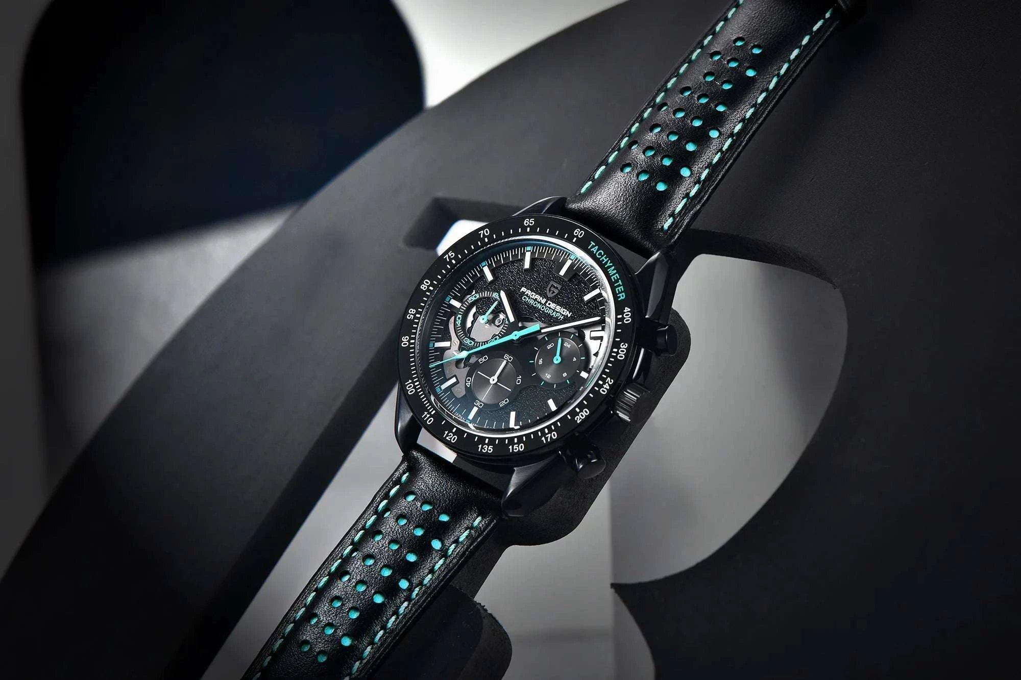 Pagani Design Moon Dark Chronograph Watch AR Sapphire 100M-Red / france