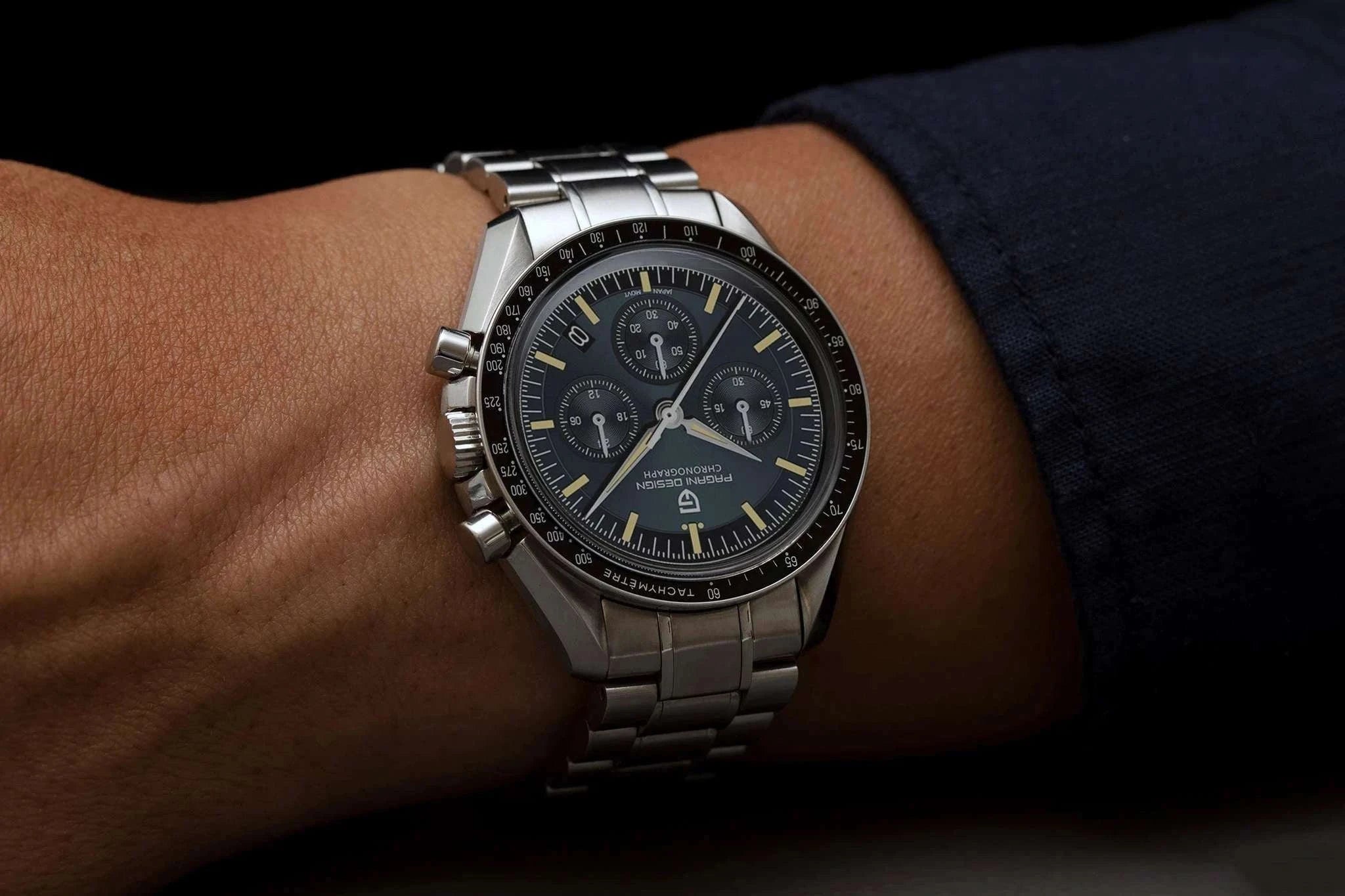 Pagani Design Moonwatch Chronograph Quartz Men's Steel Watch-Classic Black / United States