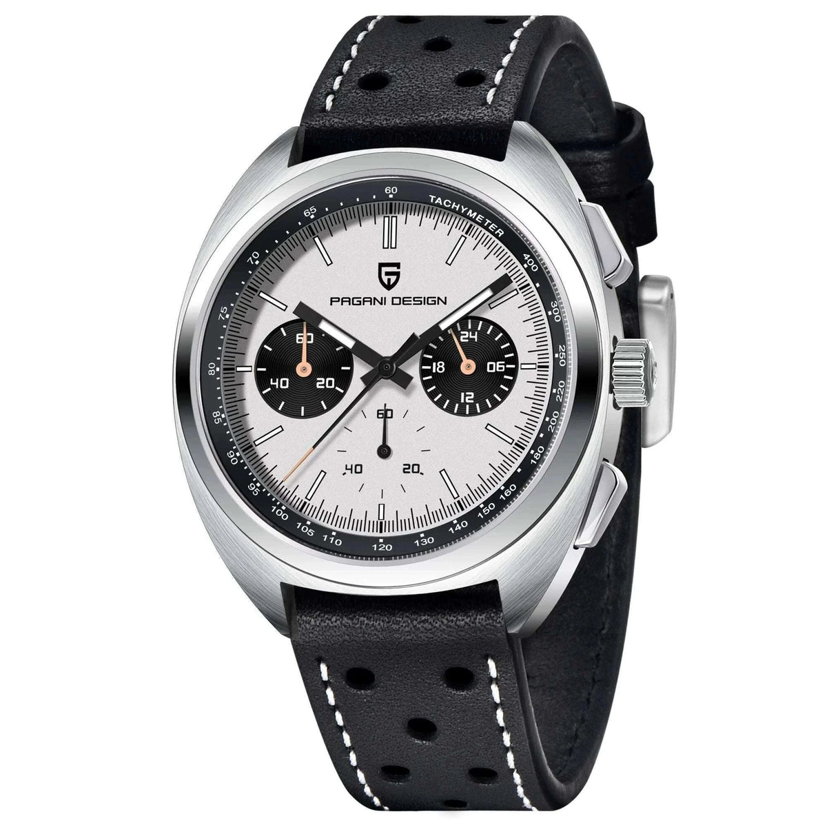 Pagani Design Panda Dial Chronograph Watch Sapphire Steel 10Bar-White / United States