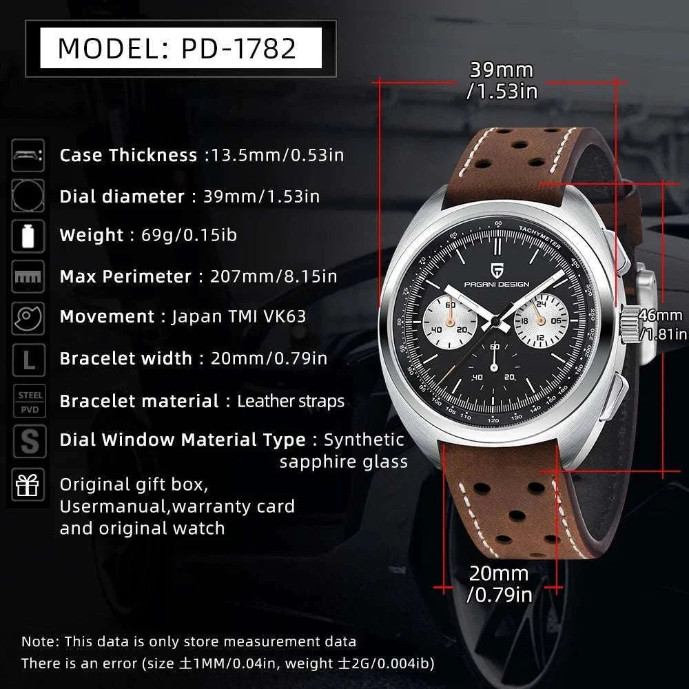 Pagani Design Panda Dial Chronograph Watch VK63 Sapphire-