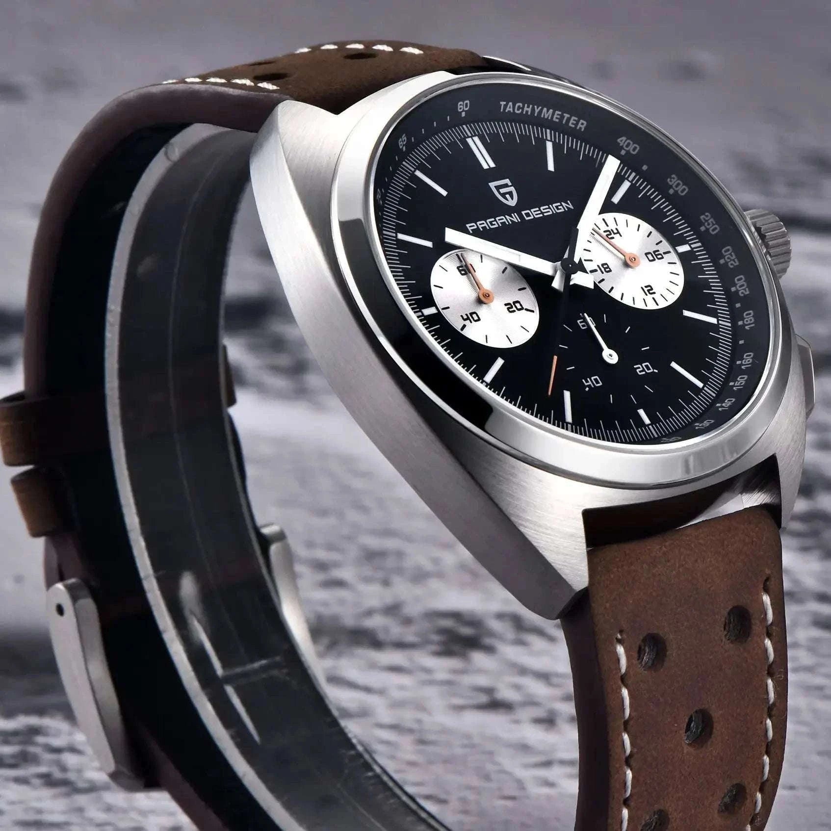 Pagani Design Panda Dial Chronograph Watch VK63 Sapphire-