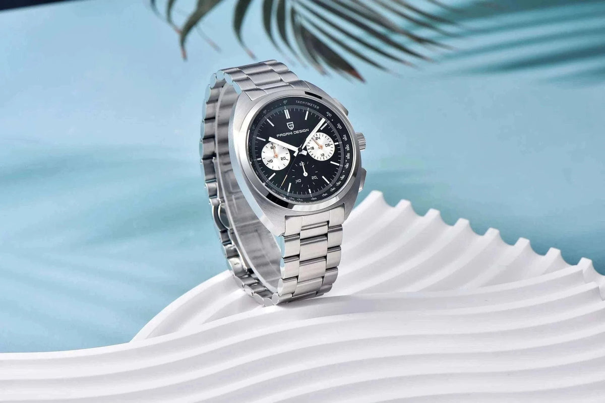 Pagani Design Panda Dial Chronograph Watch VK63 Sapphire-Steel Blue / france