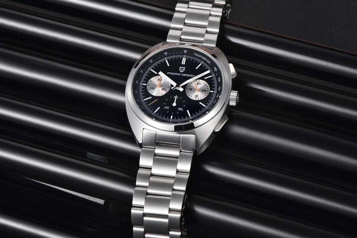 Pagani Design Panda Dial Chronograph Watch VK63 Sapphire-Steel Blue / france