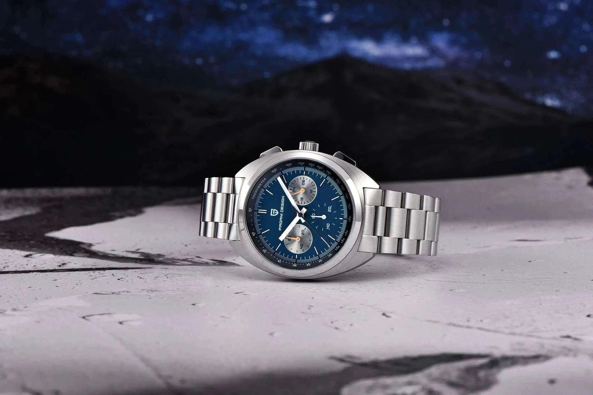 Pagani Design Panda Dial Chronograph Watch VK63 Sapphire-Steel Blue / france
