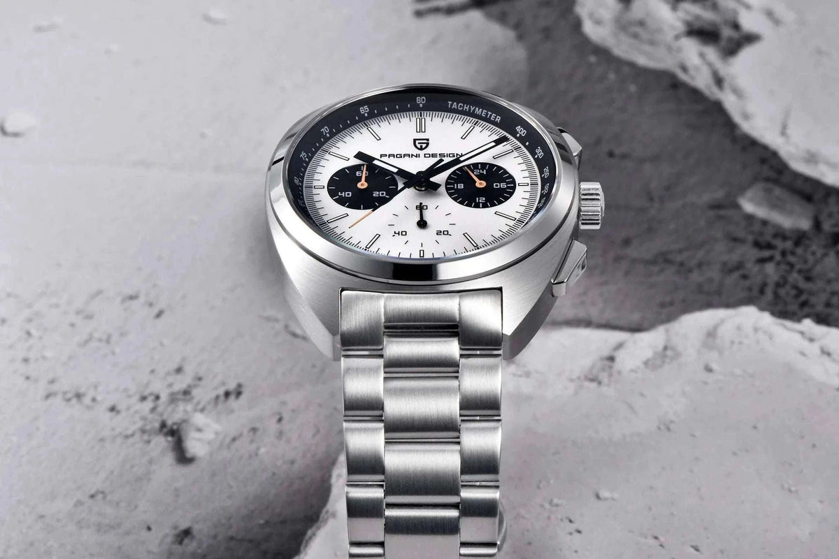 Pagani Design Panda Dial Chronograph Watch VK63 Sapphire-Steel Blue / france