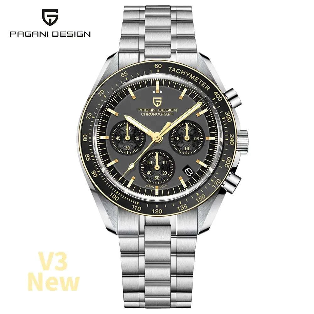 Pagani Design PD-1701 Chronograph Watch Sapphire 100M Waterproof-Gold / GERMANY
