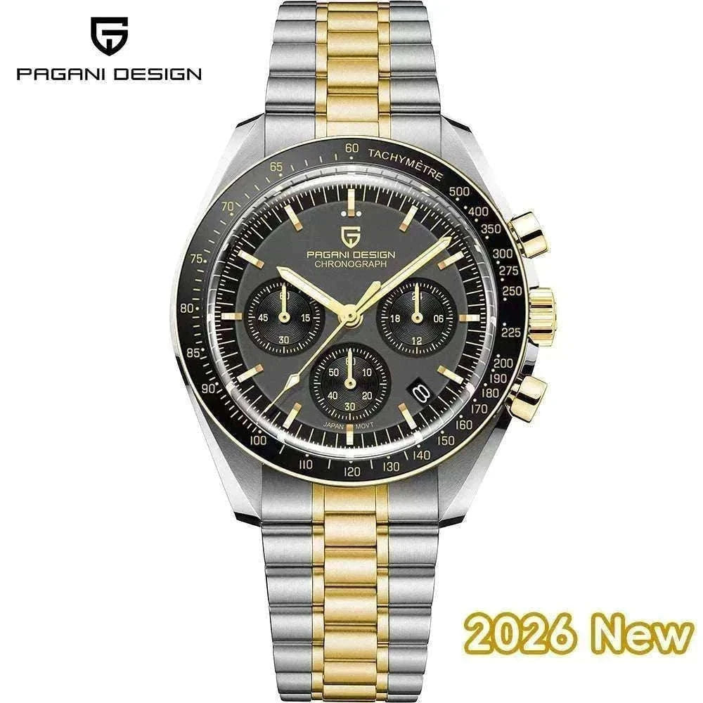 Pagani Design PD-1701 Chronograph Watch Sapphire 100M Waterproof-Gold / GERMANY