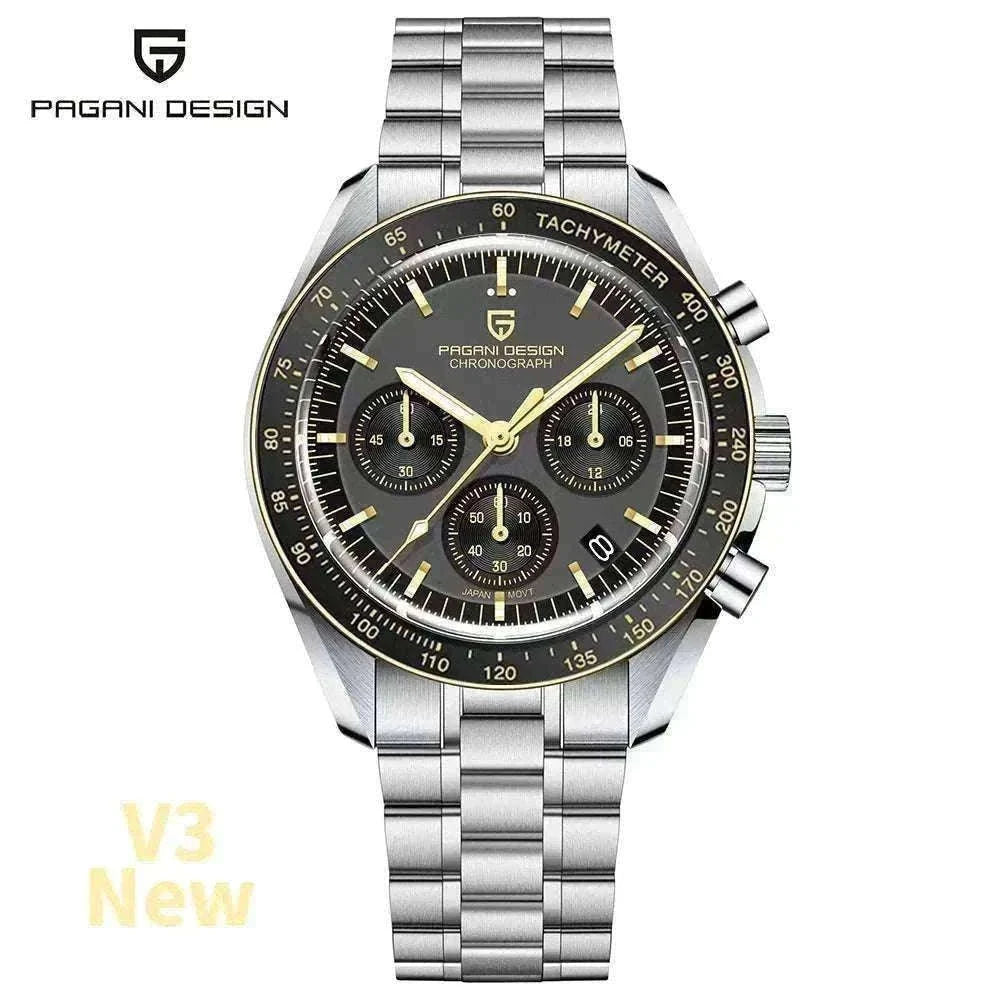 Pagani Design PD-1701 Chronograph Watch Sapphire 100M Waterproof-Gold / GERMANY