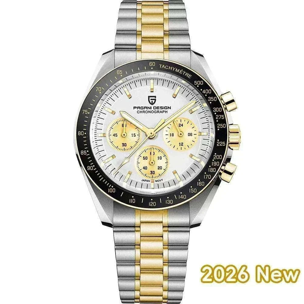 Pagani Design PD-1701 Chronograph Watch Sapphire 100M Waterproof-Gold / GERMANY