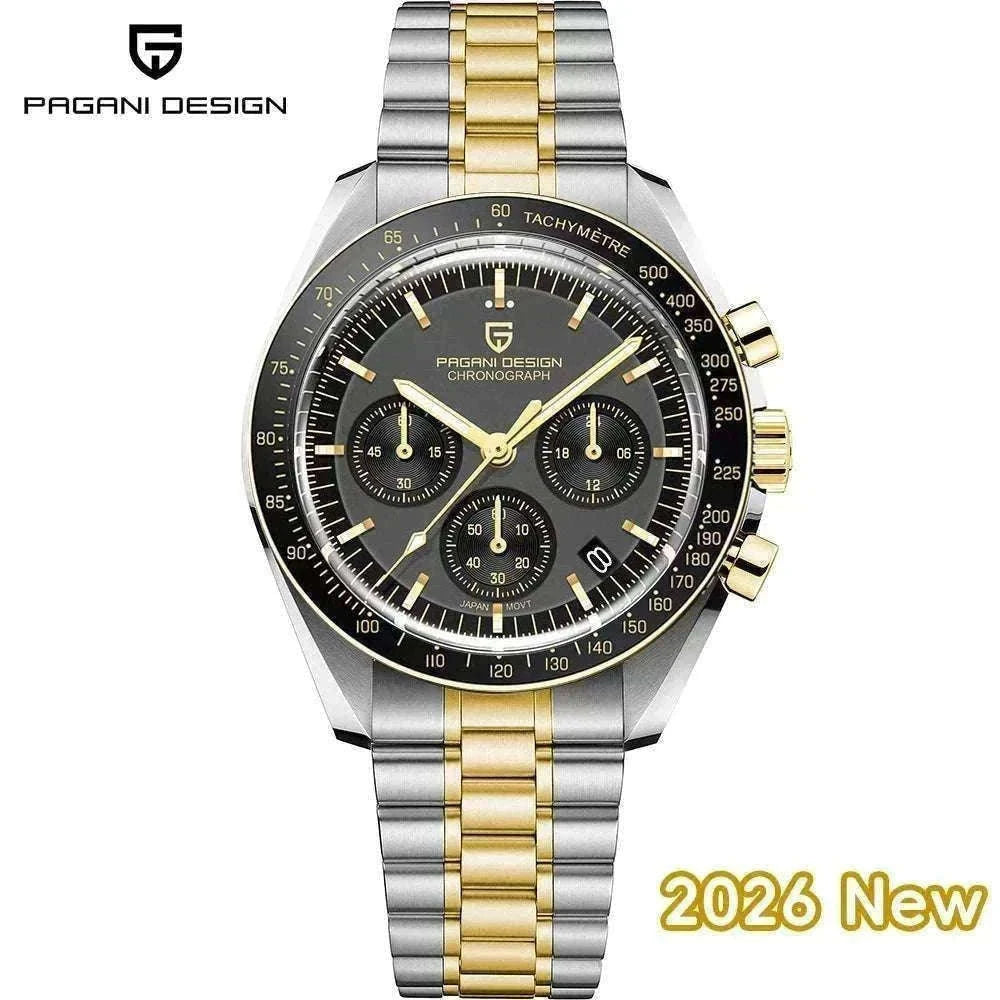 Pagani Design PD-1701 Chronograph Watch Sapphire 100M Waterproof-Gold / GERMANY