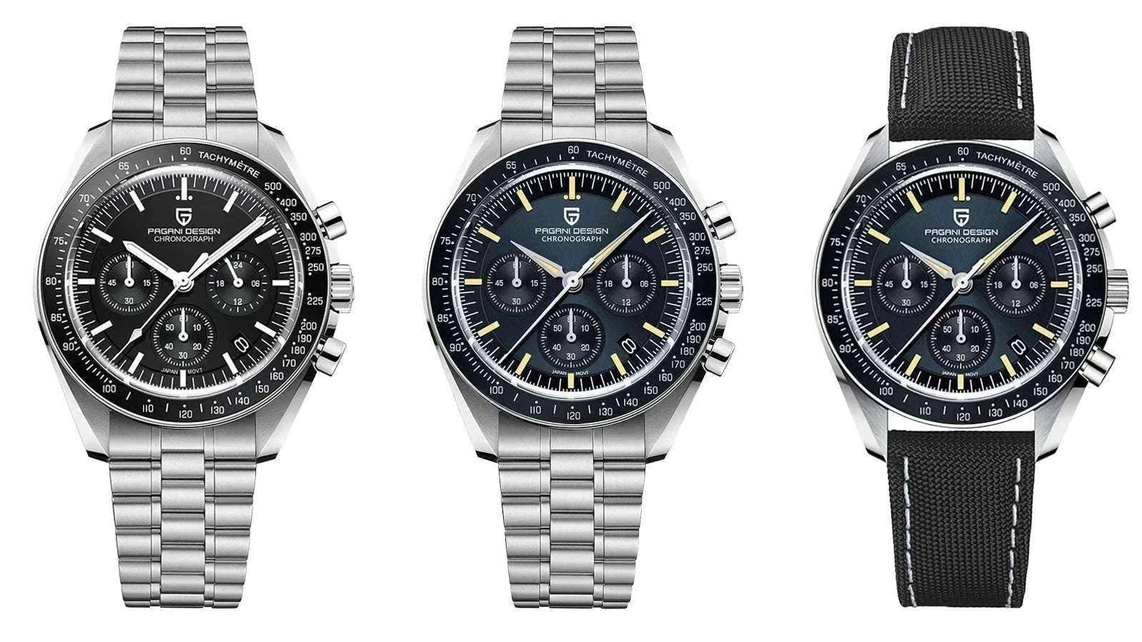 Pagani Design PD1701 Moonwatch Chronograph Steel Quartz Watch-Ice Blue / spain