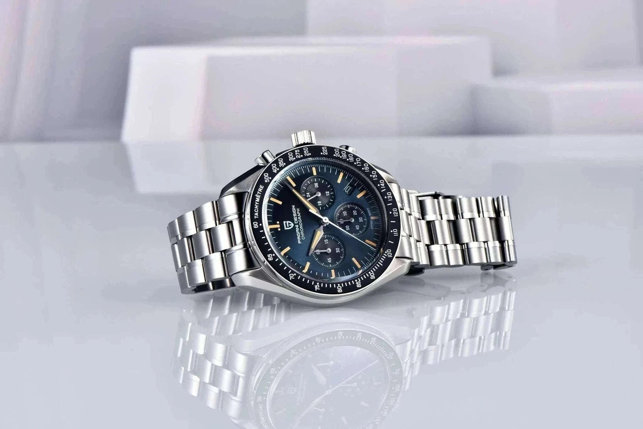 Pagani Design PD1701 Moonwatch Chronograph Steel Quartz Watch-Ice Blue / spain
